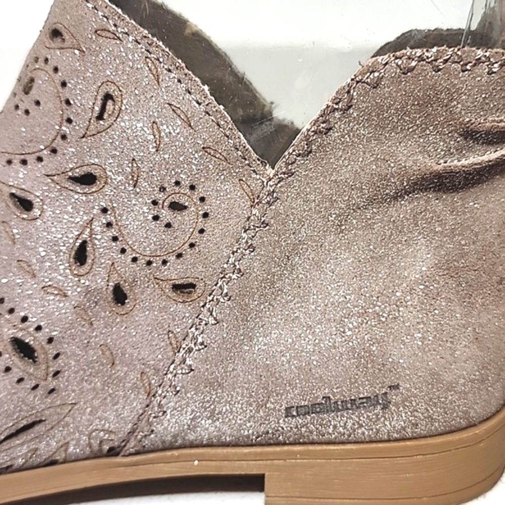 Cool By Coolway Metallic Flats Peep-Toe Sandals Size 9 Leather Made In Spain - Picture 3 of 9